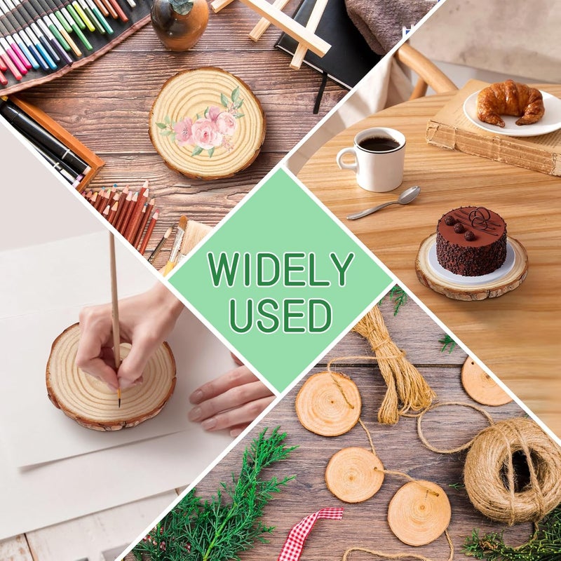 FSWCCK 10 PCS Unfinished Wood Slices for Centerpieces，4.7-5.1 Inch,Round Natural Discs with Tree Bark,Wooden Cookies Circles for Crafts Christmas Ornaments, Rustic Wedding Table Decoration (4.7"-5.1") - Image 3
